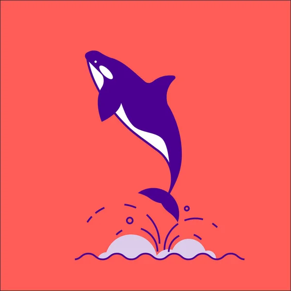 Delfín Aislado Sobre Fondo Rosa Ilustración Vectorial — Archivo Imágenes Vectoriales