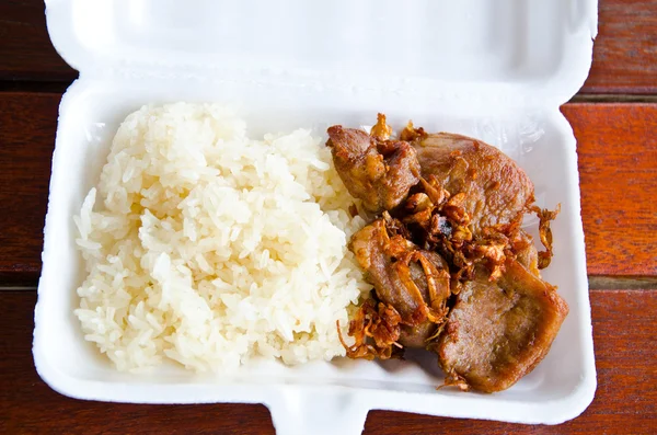 Ried pork with sticky rice — Stock Photo, Image