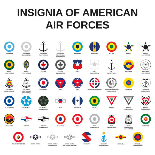 отдельные военные авиационные знаки США на белом фоне