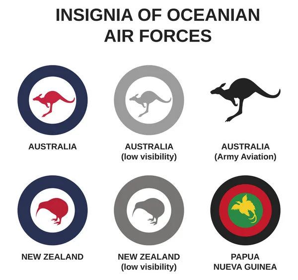 Isolated Military Aircraft Insignia Oceania White Background — 图库矢量图片