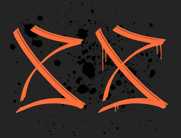 İşaretleyici Graffiti Yazıtipi, el yazısı Tipografi vektör çizimi, harf x