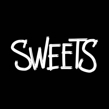 Bar menüsü sözcükleri için el yazısı yazı tipleri. Sloppy tarzı duvar yazısı başlığın için isim iç. Tatlılar