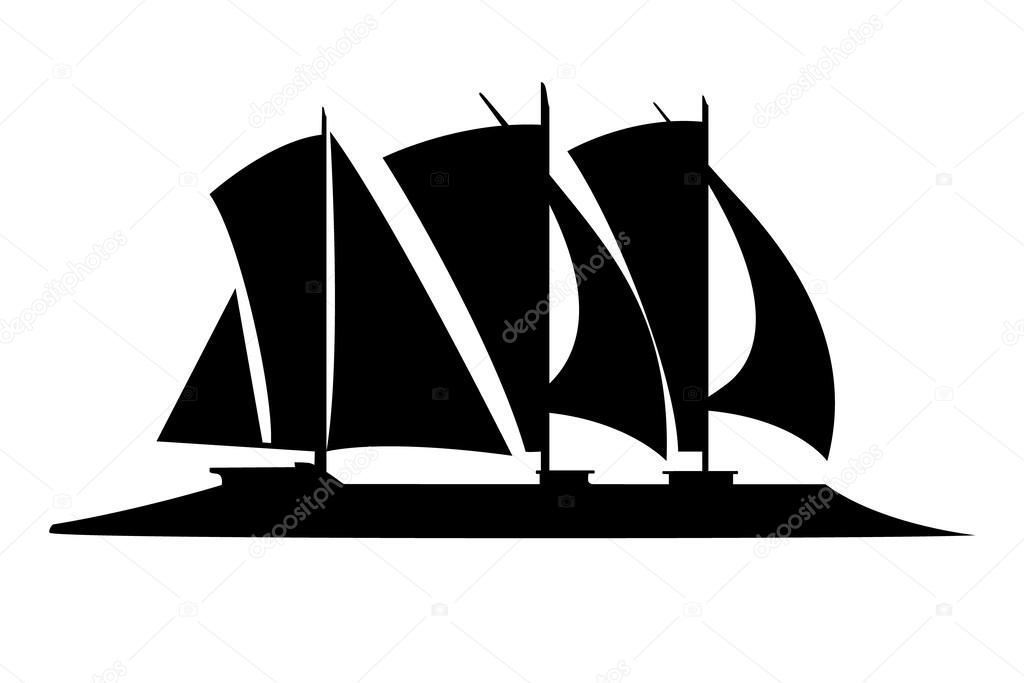 Futurustic sailing boat silhouette vector