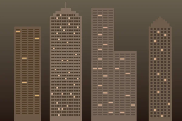 Rascacielos siluetas de noche — Archivo Imágenes Vectoriales
