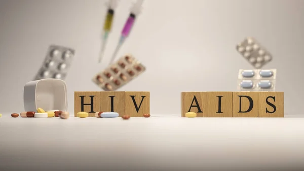 Hiv Aids Disease Created Wooden Cubes Diseases Health — Stock Photo, Image
