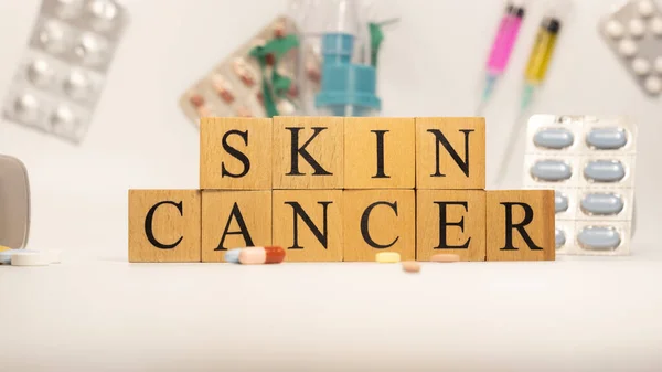 Skin Cancer Created Wooden Cubes Diseases Treatments —  Fotos de Stock