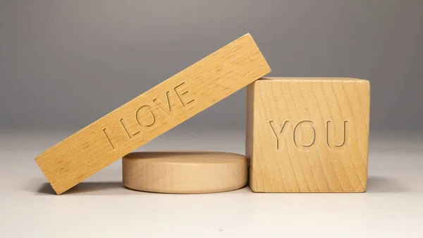 Love You Written Wooden Surface Gift Feelings — Stock Fotó