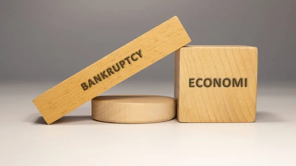 Bankruptcy Written Wooden Surface Economy Business — Stockfoto