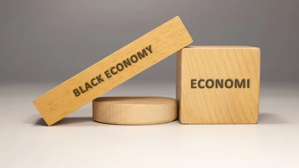 Black Economy Written Wooden Surface Economy Business — Stockfoto
