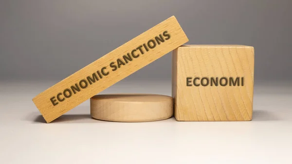 Economic Sanctions Were Written Wooden Surface Economy Business — Stockfoto