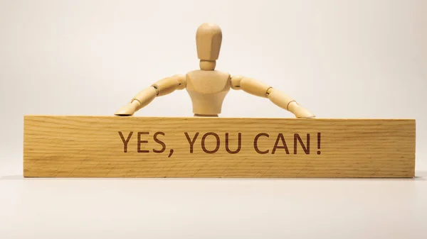 Yes You Cancreated Wooden Cubes Motivation Personal Development lizenzfreie Stockfotos