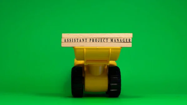Word Assistant Project Manager Written Wooden Sticks Machine Concept Job — Stock Fotó