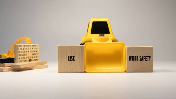 Risk Work Safety Written Wooden Sticks Business Machine White Background — Stock Fotó