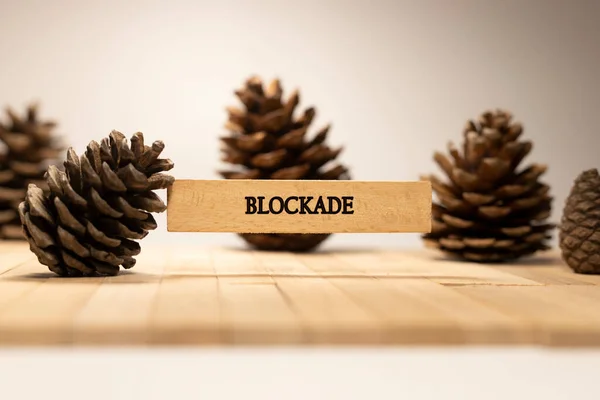 Blockade written on wooden surface. Law and politics