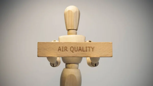 Air Quality Written Wooden Surface Close Studio Social Issues — Stock Fotó