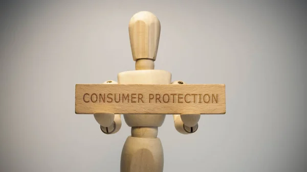 Consumer Protection Written Wooden Surface Close Studio Social Issues — Fotografie, imagine de stoc
