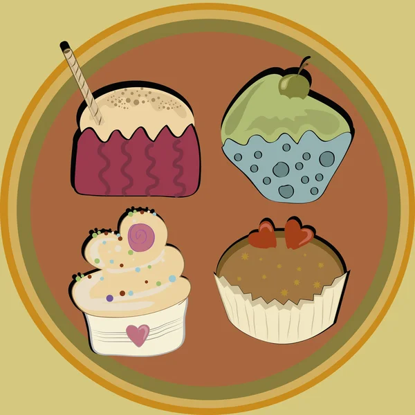 Gekleurde cupcakes — Stockvector