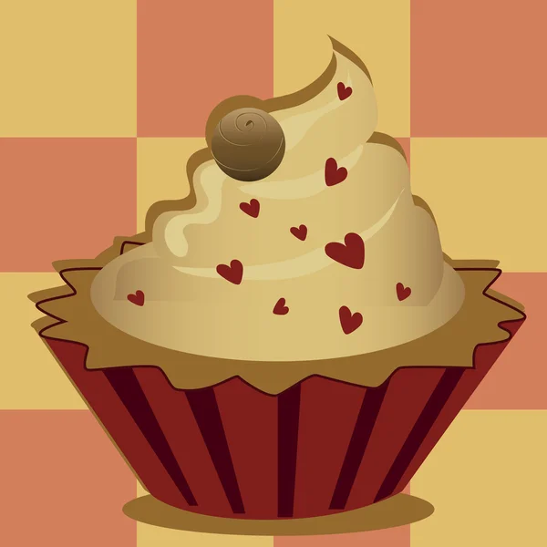 Délicieux cupcake coeur — Image vectorielle
