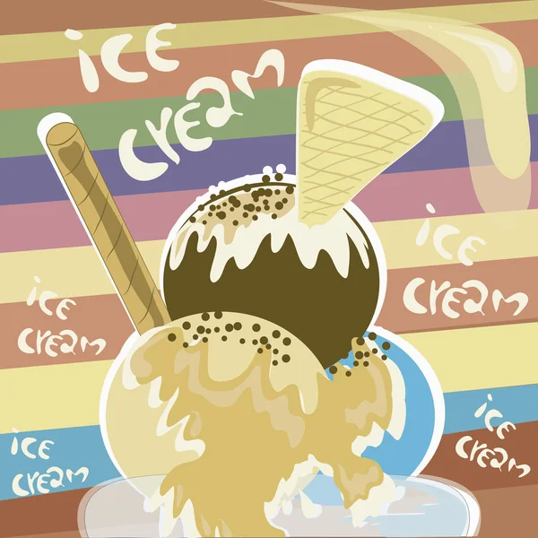 Crème glacée avec biscuit — Image vectorielle