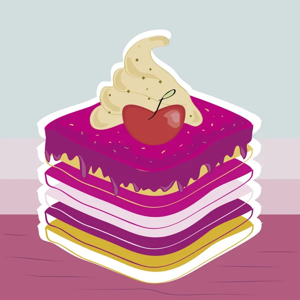 Delicioso pastel con fresa — Archivo Imágenes Vectoriales