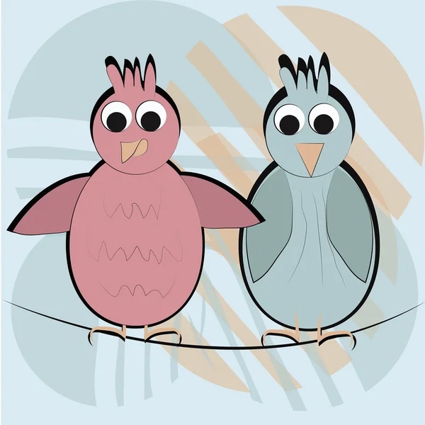 Zwei glückliche Vögel — Stockvektor