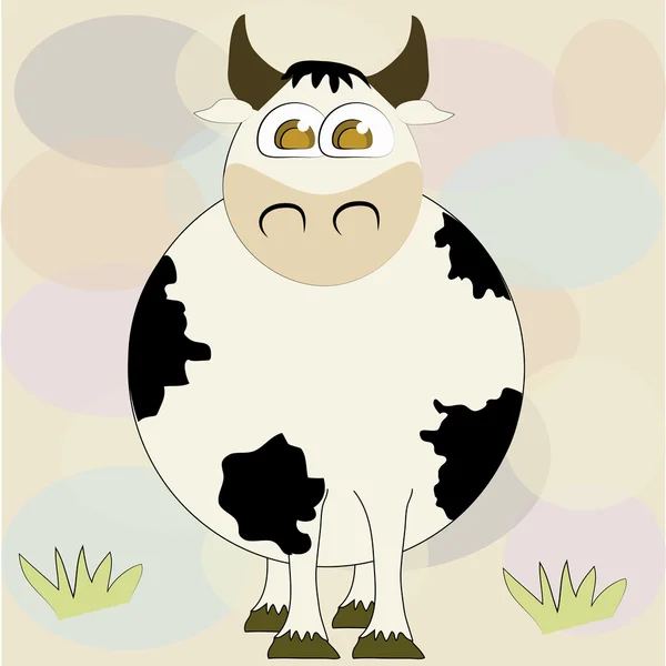 Happy cow with grass — Stock Vector