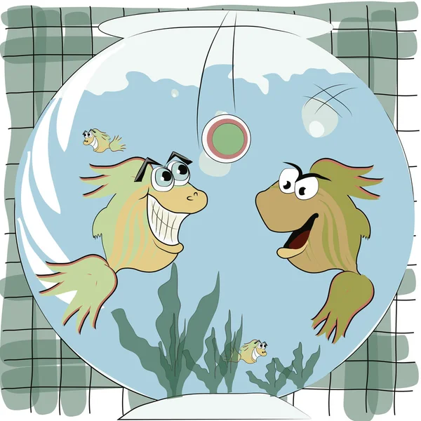 Dos peces jugando — Vector de stock
