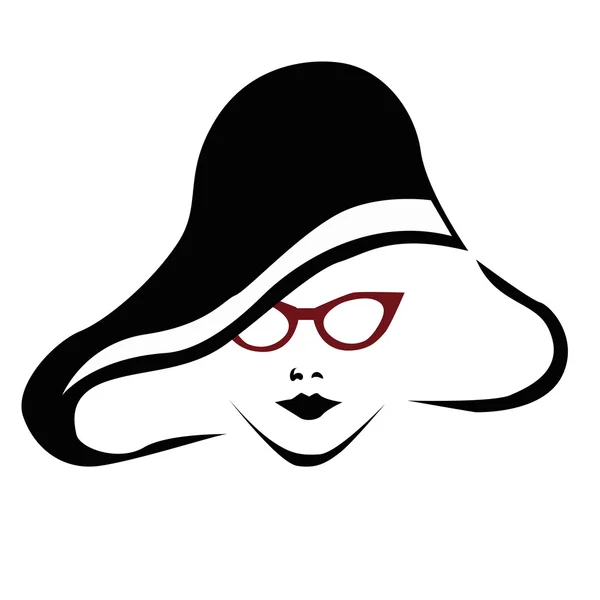 Schöne Frau mit roter Brille — Stockvektor