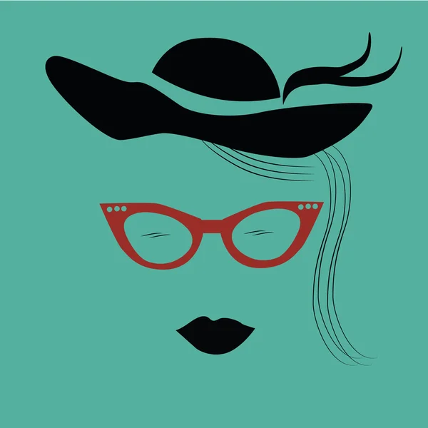 赤の眼鏡を持つ女性 — ストックベクタ