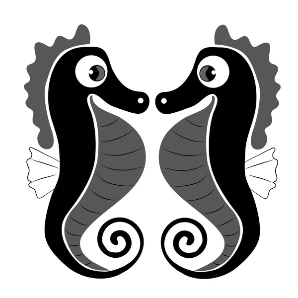 Black seahorses — Stock Vector
