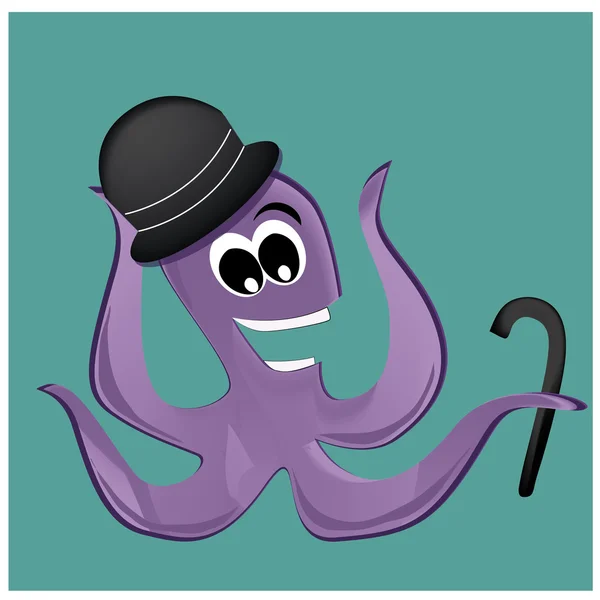 Счастливый осьминог в шляпе — стоковый вектор