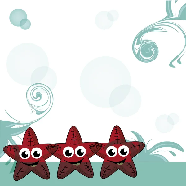 Trois étoiles de mer heureuses — Image vectorielle