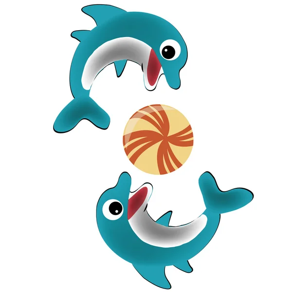 Deux dauphins heureux — Image vectorielle