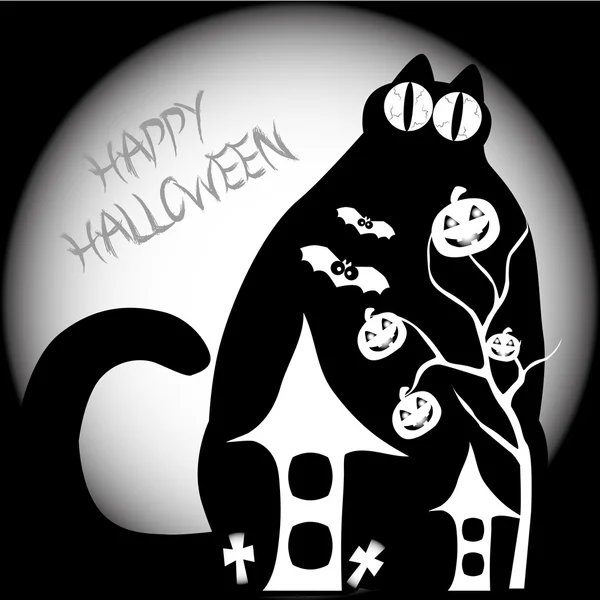 Big halloween cat — Stock Vector