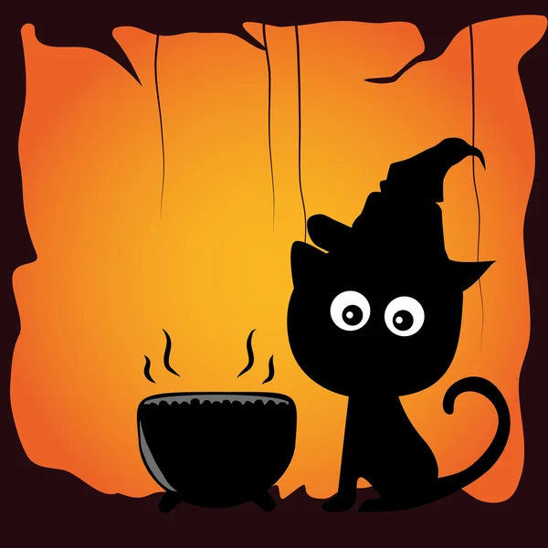 Gatto e Halloween — Vettoriale Stock