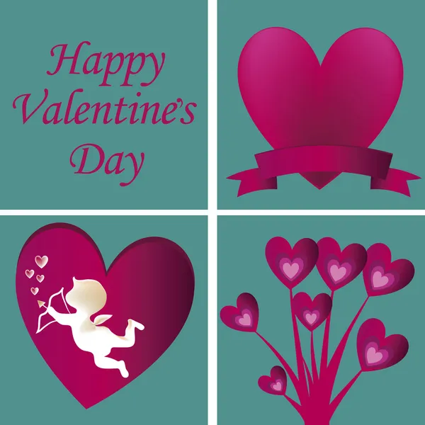 Quatre silhouettes pour la Saint Valentin — Image vectorielle