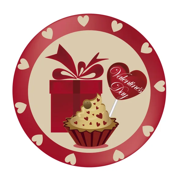 Cadeau avec dessert pour la Saint Valentin — Image vectorielle
