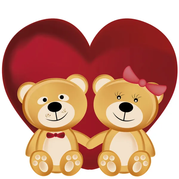 在情人节那天的两个玩具熊。 — ストックベクタ