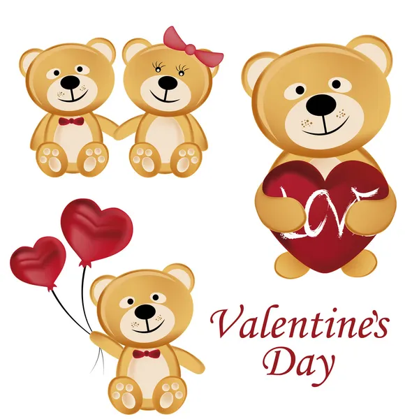 Bears voor Valentijnsdag — Stockvector