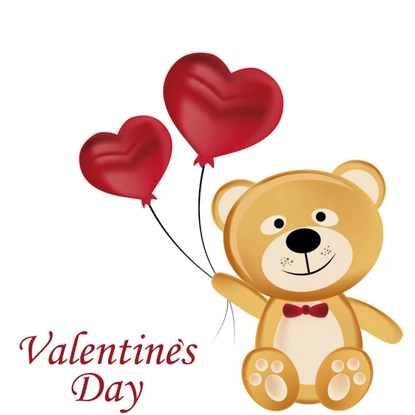 Happy teddy bear di hari valentine - Stok Vektor