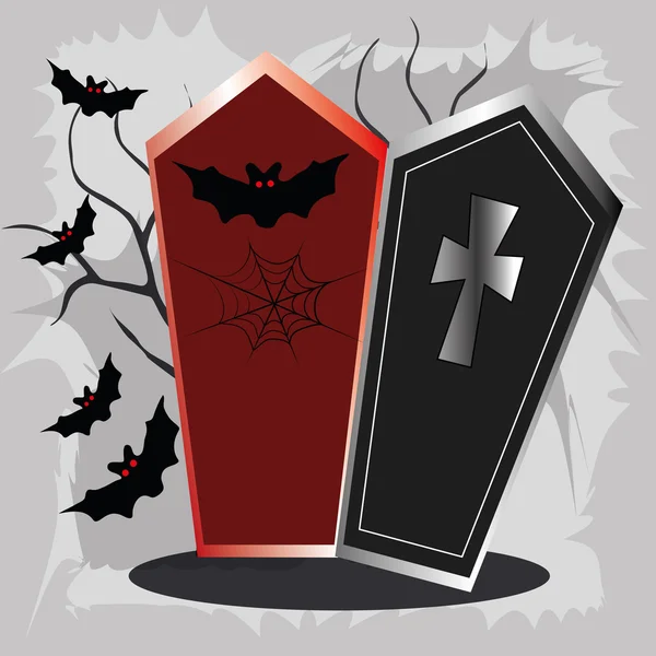 Tombs and bats — Stock Vector