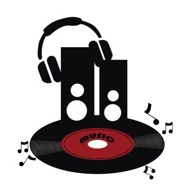 kulaklıklar ile kırmızı vinil