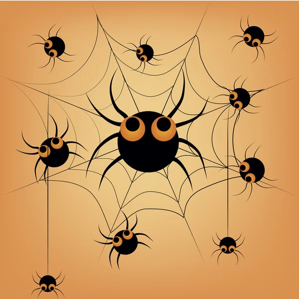 Spinnen in halloween — Stockvector