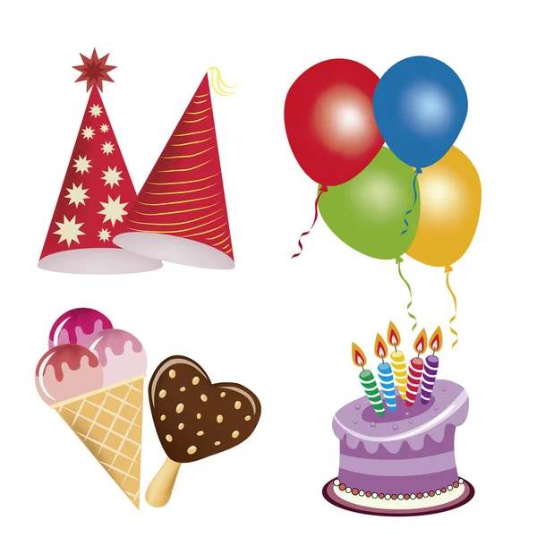 Icônes pour joyeux anniversaire — Image vectorielle