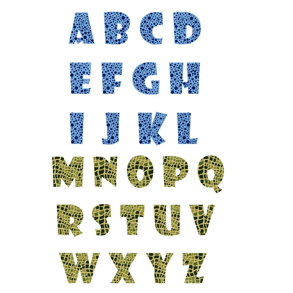Blue and green alphabet — Stock Vector