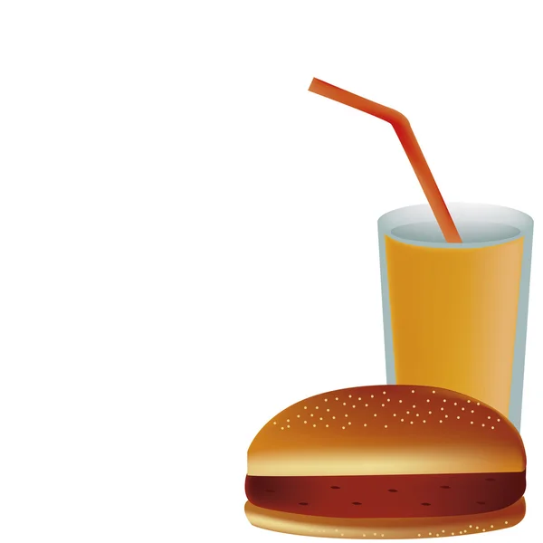 Hamburguesa con zumo de naranja — Vector de stock