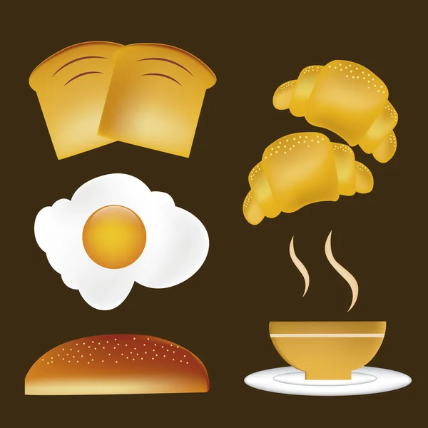 Cinco iconos para el desayuno — Vector de stock