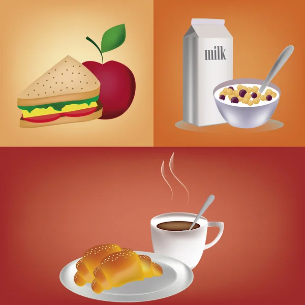 Tres desayunos diferentes — Vector de stock