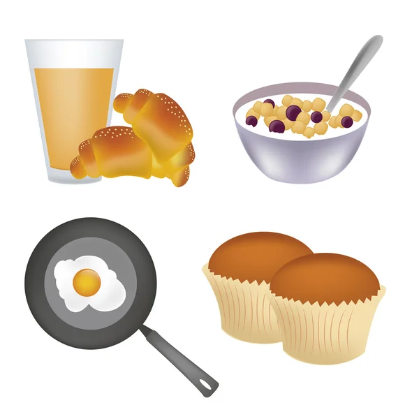 Fyra ikoner för frukost — Stock vektor