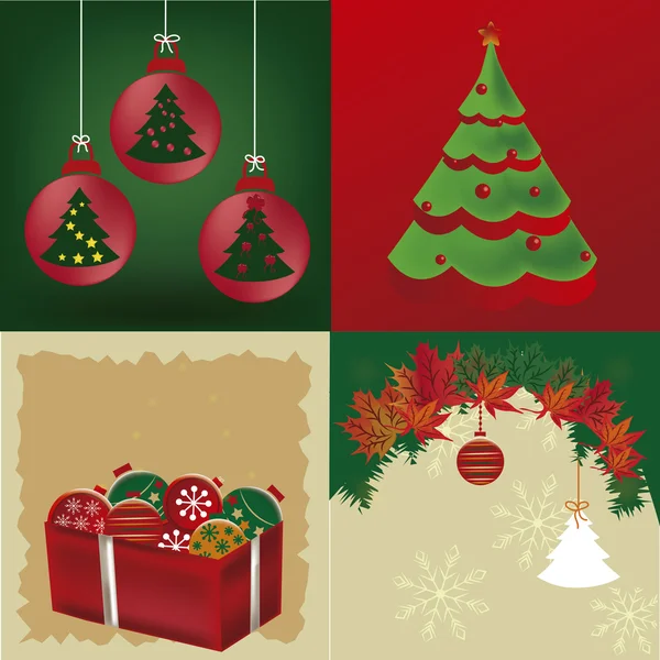 Four icons of christmas — Stock Vector